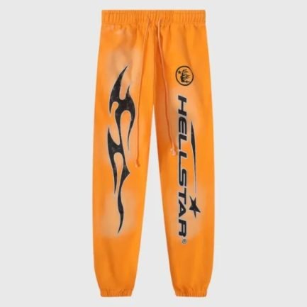 Hellstar Closed Elastic Bottom Fire Orange Sweatpants