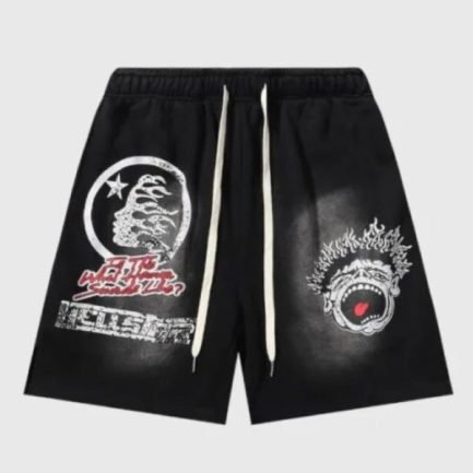 Hellstar Jupitar Terry Shorts With Graphic – Black