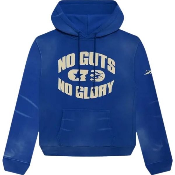 Hellstar Hoodie With No Guts No Glory Design In Blue Hellstar Hoodie With No Guts No Glory Design In Blue