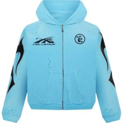 Hellstar Studios Hoodie With Zip Design In Blue